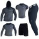 Чоловічий компресійний комплект Grey 5в1: Рашгард, шорти, легінси, футболка, худі 551278700135 фото 1