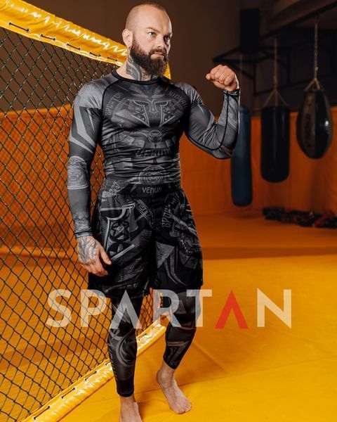 Мужской компрессионный костюм 3в1 Gladiator 3.0 black: Рашгард, шорты, леггинсы 5527512127870013511237 фото